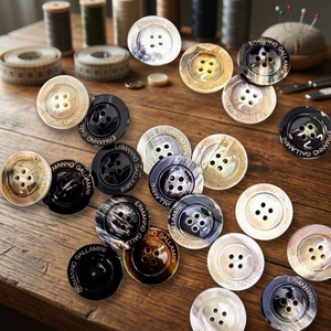 Custom Eco-Friendly Horn <b>Buttons</b> 4-Holes Flatback Shape Round Pattern Beads Bulk Supplier Denim Jackets Jeans Model NAGT80 B.S - Product Image 1