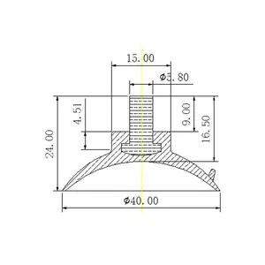 Molde de inyección de plástico M6 de 40 mm ecológico con ventosa de trípode fijo mecánico pequeño de PVC transparente para electrodomésticos de vidrio/PC - Product Image 1
