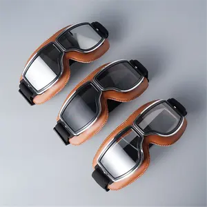 Складные кожаные очки для прогулок, винтажные мотоциклетные очки, медные очки для шлема в стиле стимпанк и ретро