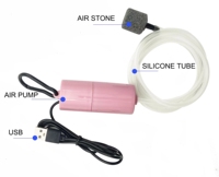 Bomba de aire de oxígeno para acuario ultrasilenciosa portátil, compresor de carga USB, silicona plástica silenciosa para pecera, caja de pesca al aire libre