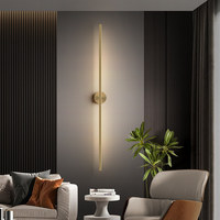 Lámparas de Pared LED Modernas Minimalistas de Latón Macizo, Luz Lineal de Tira Larga, Alto CRI 90, 50000 Horas de Vida Útil, para Sala de Estar, Fondo de TV