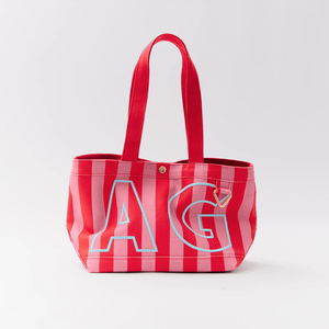 Borsa Tote in Tela a Righe Personalizzata di Alta Qualità <span class=keywords><strong>con</strong></span> <span class=keywords><strong>Iniziali</strong></span> <span class=keywords><strong>Ricamate</strong></span>, Tasche Interne e Manico a Nastro - Product Image 3