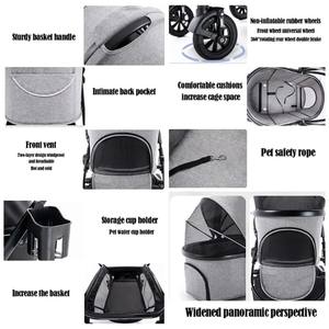 कुत्तों के लिए पालतू घुमक्कड़ वाहक वियोज्य Foldable पोर्टेबल परिवहन सांस Windproof बिल्ली और कुत्ते चार पहिएदार पालतू गाड़ी - Product Image 6