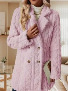 Ohsisa 2025 confortable décontracté chaud double boutonnage femmes en peluche veste <span class=keywords><strong>mi</strong></span>-longue <span class=keywords><strong>manteau</strong></span> mode <span class=keywords><strong>manteau</strong></span> - Product Image 2