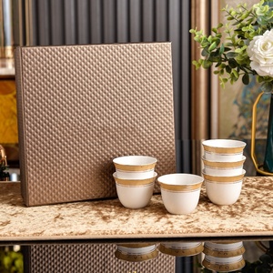 White Ceramic Porcelain Tea <b>Cup</b> and <b>Saucer</b> Set Gold Rim Portable Giftable Teaware for Home Hotel Tea Service - Product Image 1