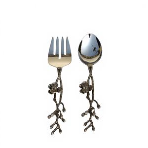 Ensemble de 2 serveurs à salade en acier inoxydable, finition miroir, luxe moderne, couleur et logo personnalisés, qualité supérieure - Product Image 1