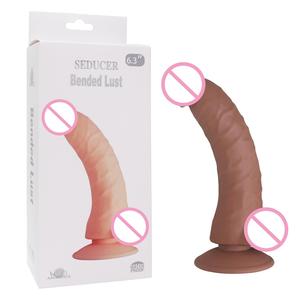 SEDUCER Dildo en silicone réaliste incurvé, texture réaliste, design flexible, base à ventouse puissante, étanche, vibration - Product Image 5