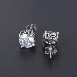 <b>Stud</b> Earrings <b>Silver</b> Tone Oval Crystal Claw Setting Everyday Wear CF019 - Product Image 4