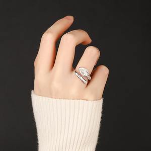 Nhẫn rắn bạc 925 nữ nam phong cách Punk, đính đá Moissanite hình giọt nước, trang sức cao cấp, chứng nhận GRA - Product Image 3