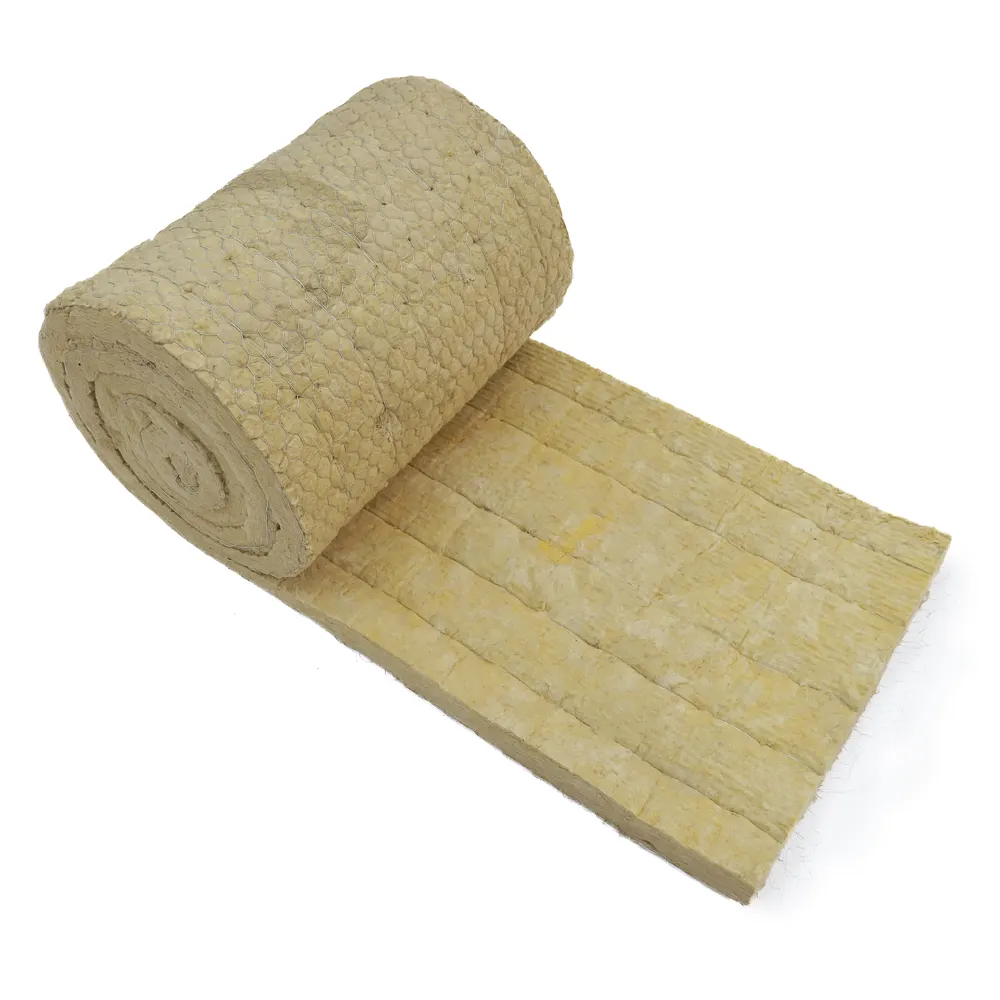 60 kg/m3 đá đá len bán buôn len khoáng sản cách nhiệt cuộn với lưới thép