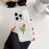 Coque de téléphone personnalisée en gros pour femme, style coréen, avec nœud en fleur de tulipe et paillettes en époxy, pour iPhone 18 Pro Max 15 Plus 17 Air 16 14