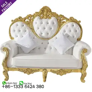 Beyaz deri oyma kral aşk koltuğu taht sandalyeler