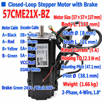 Moteur pas à pas à boucle fermée Leadshine 57CME26 2,6 Nm 5A pour routeur CNC, fraisage et machines d'automatisation