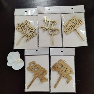 Confezione da 10 Decorazioni per Torta 'Happy Birthday' in Acrilico Specchiato Oro per Feste <span class=keywords><strong>di</strong></span> <span class=keywords><strong>Compleanno</strong></span> - Product Image 3