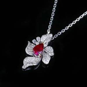 Mozambique Natural Unheated Pigeon Blood Ruby <b>Pendant</b> <b>Solid</b> 18K <b>Gold</b> side setting 80pcs diamond luxury Jewelry manufacturer - Product Image 4