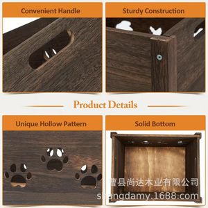 Wooden portable fruit and <b>vegetable</b> storage box, suitable for orchards, with dog paw pattern, for home use and children's snack - Product Image 4