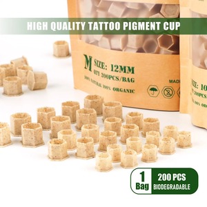 200pcs Biodegradable Tattoo Ink Cups Disposable Natural Organic Pigment <b>Holders</b> for <b>Makeup</b> Tattoo Ink - Product Image 6