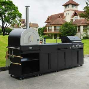 Parrilla de <span class=keywords><strong>cocina</strong></span> al aire libre Juego de horno de pizza Muebles de jardín de acero inoxidable negro Esquina Barbacoa Gabinete de <span class=keywords><strong>cocina</strong></span> Sinkdump Car - Product Image 1