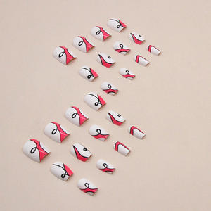 Para <span class=keywords><strong>Barbie</strong></span> Pink Black Ins Inspirado a la moda Estilo Europeo Americano Ballet corto Arte de <span class=keywords><strong>uñas</strong></span> francés Diseño de ondas irregulares - Product Image 3