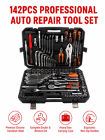 Factory Stock 142 Pcs Home Auto Repair Tool Set Portable Hardware Hand Tool Set