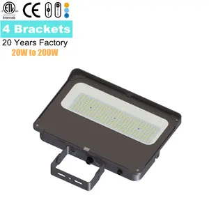 Bảo hành 7 năm 50W 70W 90W 100W 4 khung điều chỉnh mới Knuckle-Mount LED Flood Light ETL CB EMC FCC hoàng hôn đến bình minh tự động tắt