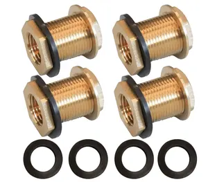 1/2" Female 3/4" Male GHT Solid Lead Free Brass Fittings Bulkhead Connector With Rubber Ring