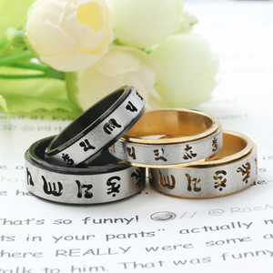 Stainless Steel Rotating <b>Ring</b> Letter Pattern Unisex Jewelry Gift - Product Image 3