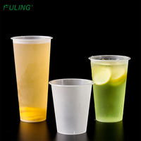 Gobelets en plastique transparents FULING pour café froid, soda, thé boba et jus, avec couvercles, en PP rigide, 500 ml et 700 ml, vente en gros sur mesure