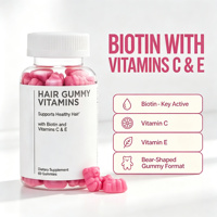 Vitamines capillaires en gommes à marque privée OEM, supplément alimentaire à la biotine, vitamines C et E, 60 gommes