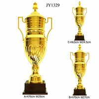 JY-1329 Chine Fabrication Champion Trophée Tasses Medalhas Trophées en métal de football personnalisés avec des bases en bois