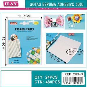 Cuscinetti in schiuma Ilan 8x8mm, spessore 1mm, adesivi per lavori manuali, 24 pezzi - Product Image 3