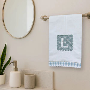 Toalla de Lino con Inicial L, Toalla de Mano con Monograma, Toalla Absorbente de Lino y Algodón para Baño y Cocina - Product Image 1