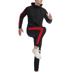 Men's Hooded Windproof Plus Size 2-Piece <b>Zip</b>-<b>Up</b> Printed 100% Polyester Mesh Sweatsuit Tracksuit for Autumn Sporty Activewear - Product Image 5