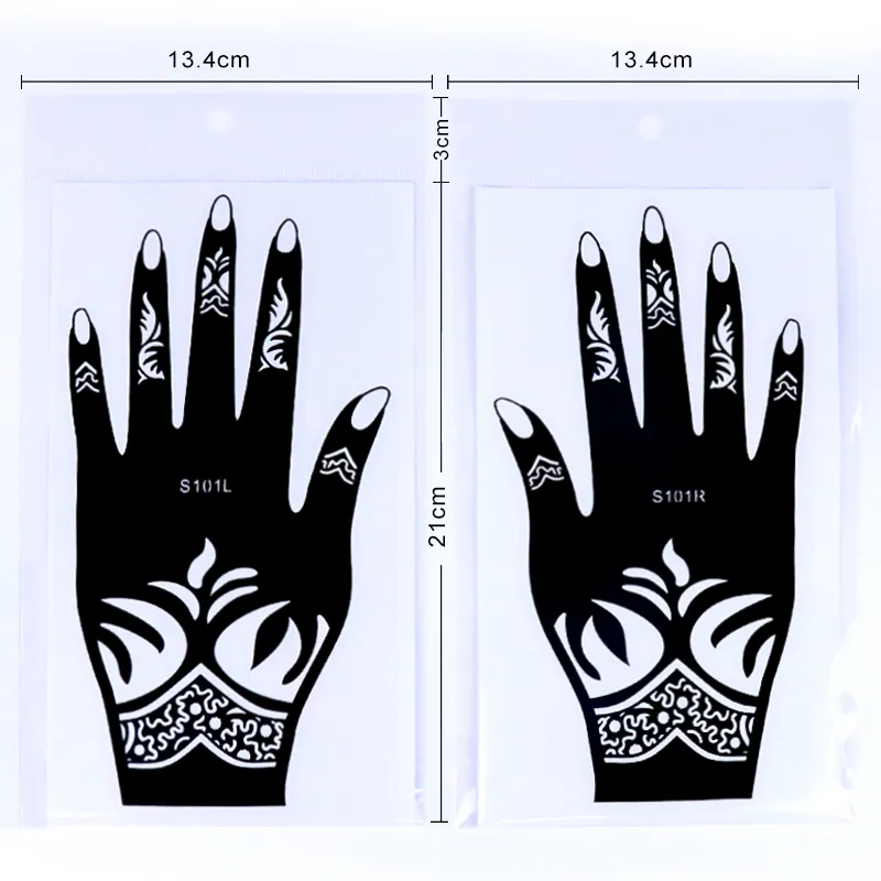 Henna Stencils Preto Tatuagem Modelo Reutilizável Tatuagens Temporárias Stencil DIY Adesivo para Meninas PVC Tatuagem Temporária