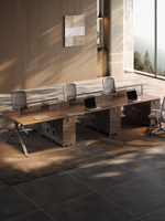 Bureau de direction modulaire contemporain haut de gamme de luxe avec quatre places, tiroirs de rangement et chaise d'employé intégrée en MDF