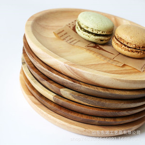 Bandeja Redonda de Madera Maciza de Haya, Plato para Postres, Plato para Servir Frutas, Uso Doméstico en la Cocina - Product Image 1