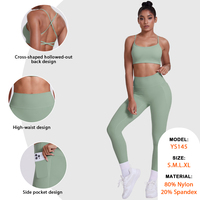 Ensemble de yoga pour femme : soutien-gorge dos nu, short push-up, jupe fendue avec poches, leggings sans ligne gênante, pantalon large
