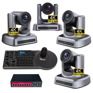 4K Auto Tracking Camera System Bundle = 4pcs MC500A UHD 20x + <b>Joystick</b> Controller POE <b>Switch</b> for Live MC500A-MKB20-4 4K - Product Image 1
