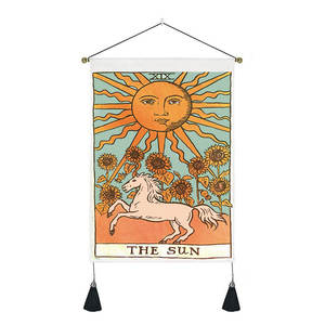 35*50cm <span class=keywords><strong>Tarot</strong></span> karte Phase Quaste Wandteppich Vintage Mysterious Bohemian Moon Sieben Chakra Tier Stoff Benutzer definierte Wandteppich - Product Image 1