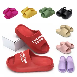 Good Quality Men Women Custom Logo Shoe Orange Red Green Purple Cartoon Authentic Wholesale Home Slipper Original Slides