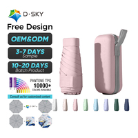 Nouveau Design Parapluie UV Couleur Cas Logo Personnalisé Voyage En Plein Air Fille Protection Uv Capsul Poche Portable Mini 6 Pliable Pliable
