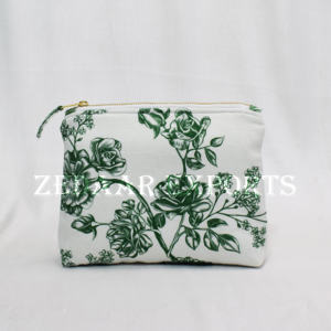 Sac de maquillage léger en lin de haute qualité grande capacité cosmétique de voyage écologique fermeture à glissière Logo personnalisé à la mode - Product Image 2