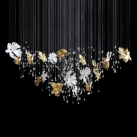 Lustres LED modernes personnalisés en forme de poisson-clown, décorés de verre cristal, luminaires suspendus de luxe pour hôtels/villas, à intensité variable, garantie 5 ans