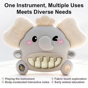 Juego <span class=keywords><strong>de</strong></span> Sonajero y Piano <span class=keywords><strong>de</strong></span> Elefante para Bebés, Juguetes Musicales para la Dentición con Luz y Sonido, Juguete Educativo Temprano para Bebés <span class=keywords><strong>de</strong></span> 18 Meses en Adelante - Product Image 3