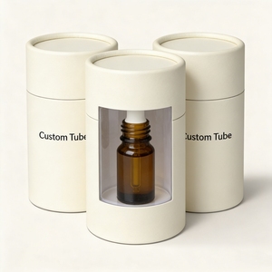 Cajas de Cartón Cilíndricas Personalizadas para Perfumes y Aceites Esenciales, Tubos de Papel Kraft Redondos para Empaque de Joyería con Ventana Transparente de PVC - Product Image 4
