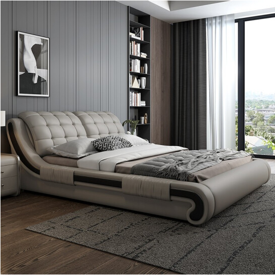 Leather bed double bed 1.5/1.8 meters Nordic modern wedding bed master bedroom furniture