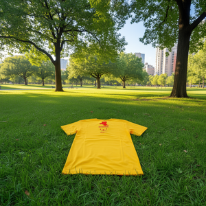 T-shirt Unisex a Maniche Corte Scopy con Stampa Gatto Giallo Dorato e Design Gatto che Fa il Segno - Abbigliamento Promozionale - Product Image 3