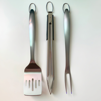 Ensemble d'outils de barbecue haut de gamme en acier inoxydable avec logo personnalisé, spatule longue, fourchette, pinces, résistant à la chaleur et durable
