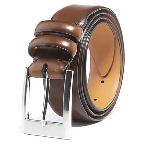 Manufactured Custom Pin Buckle Luxury Leather Belts For Men Genuine Leather Belt