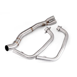 Para Yamaha YZF R3 R25 <span class=keywords><strong>MT03</strong></span> 2015-2024 Sistema de Escape de Motocicleta Slip-On Modificado con Tubo de Conexión Frontal de Acero Inoxidable Azul Interfaz de 51 mm - Product Image 3